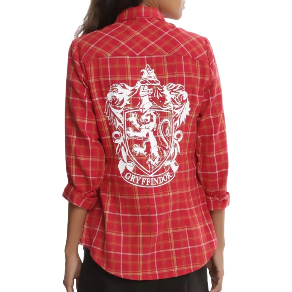 Harry Potter Torrid‎ Gryffindor Red Cotton Plaid Button Up Shirt Large 12 EUC